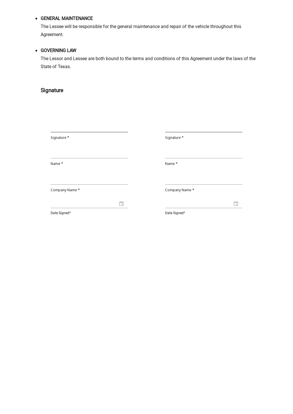 Car Lease Agreement Template [Free PDF] Word (DOC) Apple (MAC