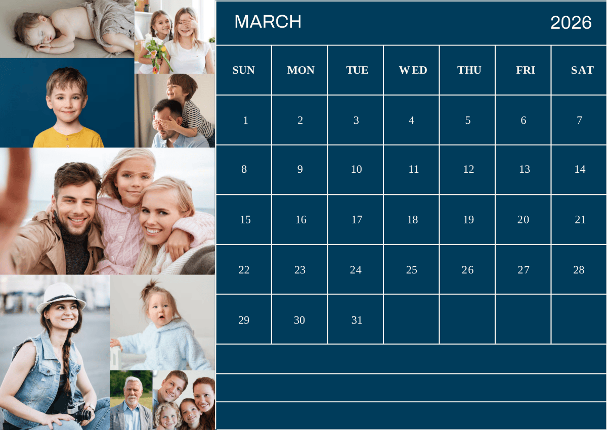 Free Photo Calendar Templates, Editable and Printable