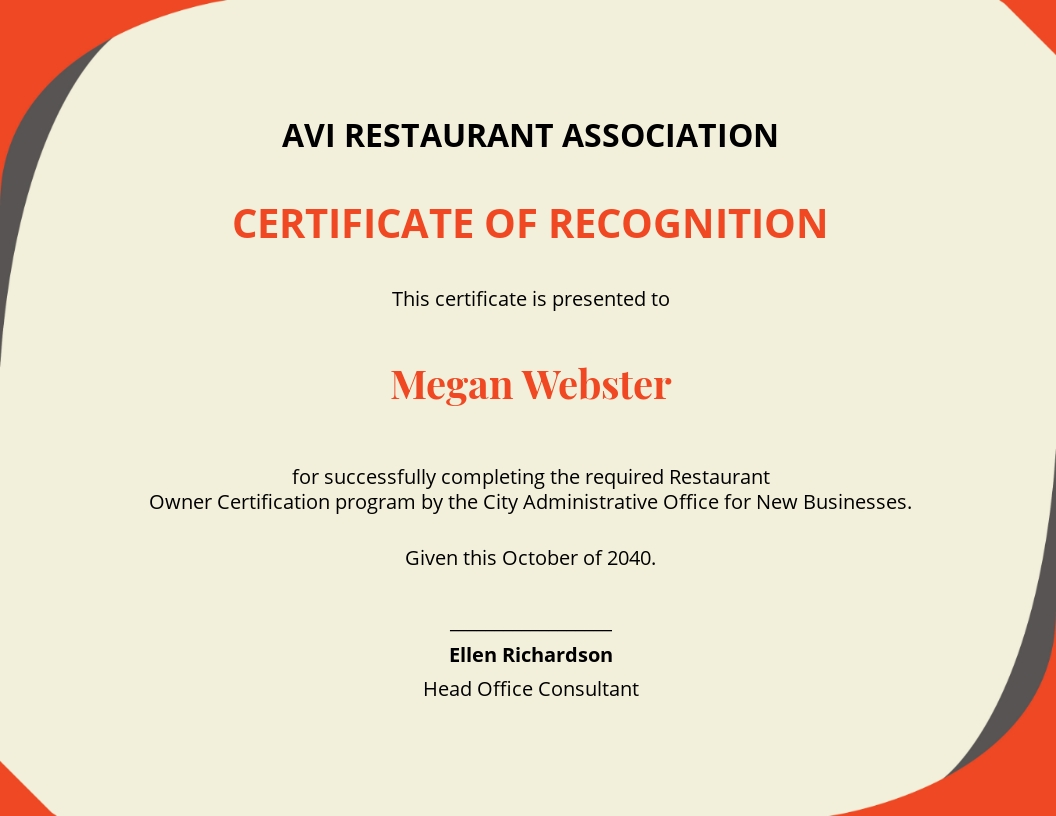 Download 15+ Restaurant Certificate Templates Microsoft Word (DOC