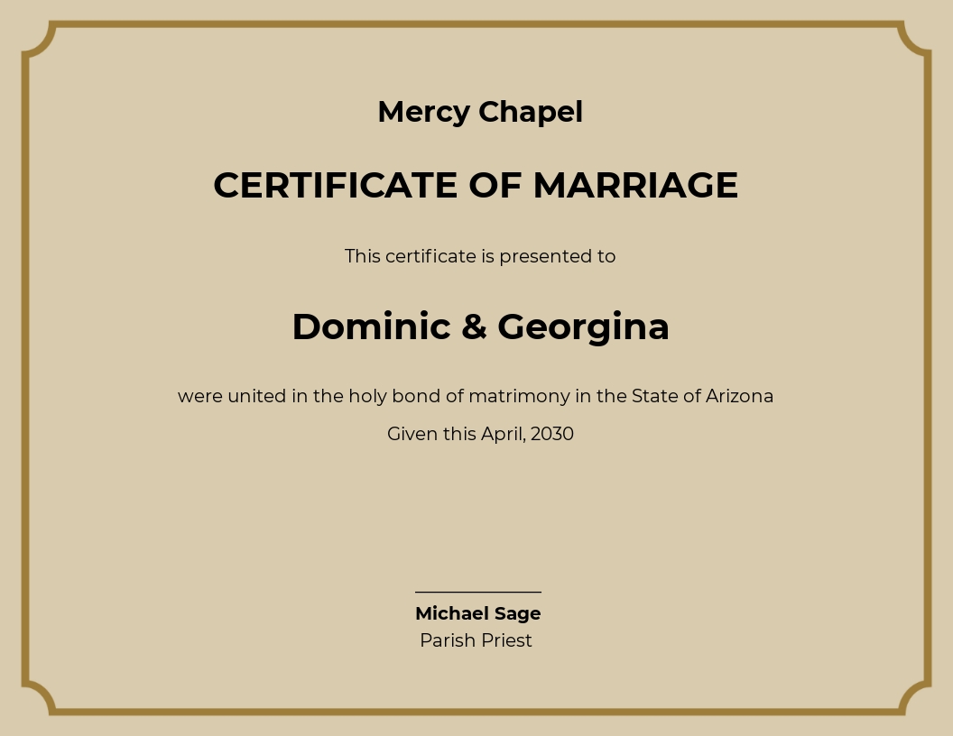 Marriage Certificate Template [Free JPG] Illustrator, InDesign, Word