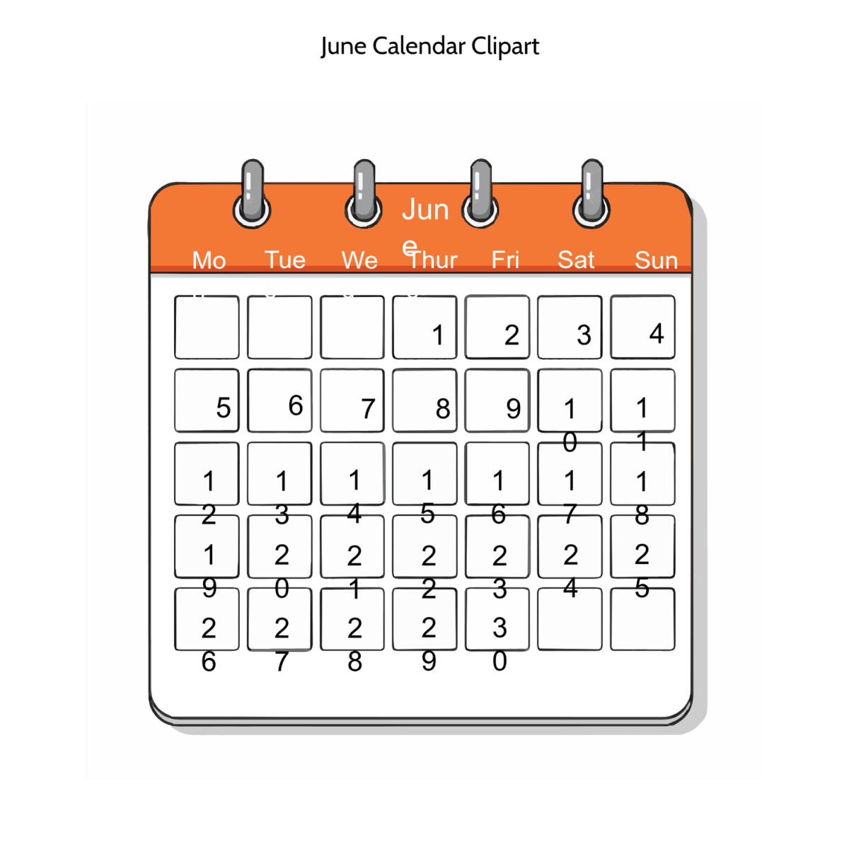 June Clipart Calendar