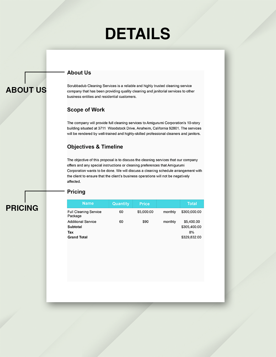 Sample Business Proposal Cleaning Service Template in Word, Google Docs