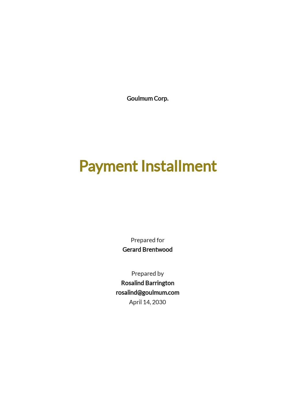 Payment Installment Plan Template Google Docs, Word, Apple Pages, PDF