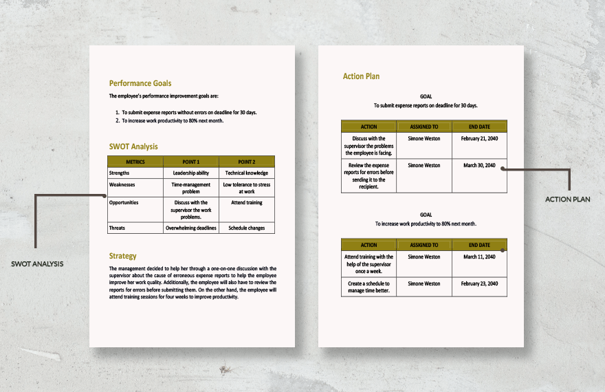 Printable Performance Improvement Plan Template in PDF, Word, Google