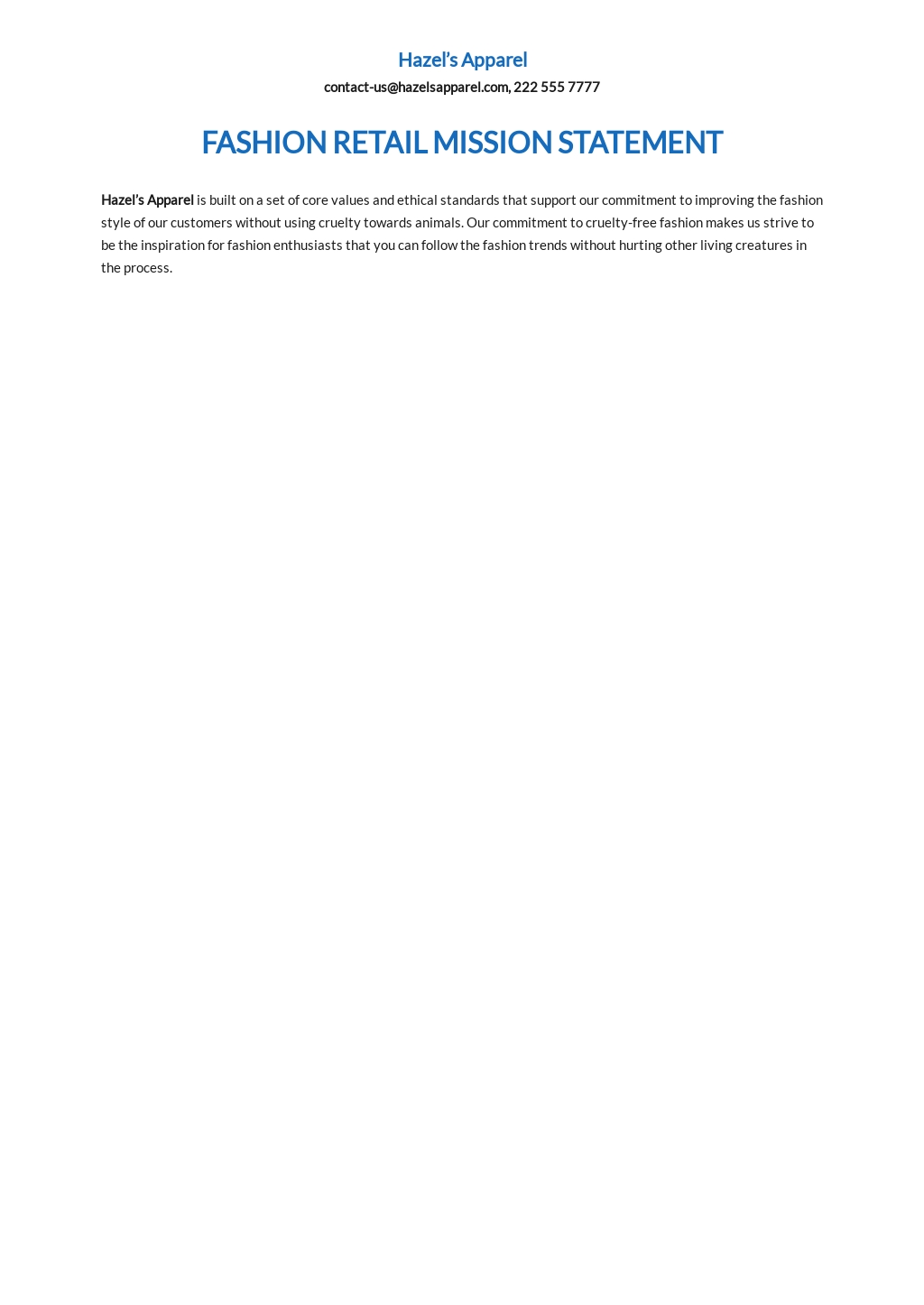 Retail Mission Statement Sample Template in Google Docs, Word