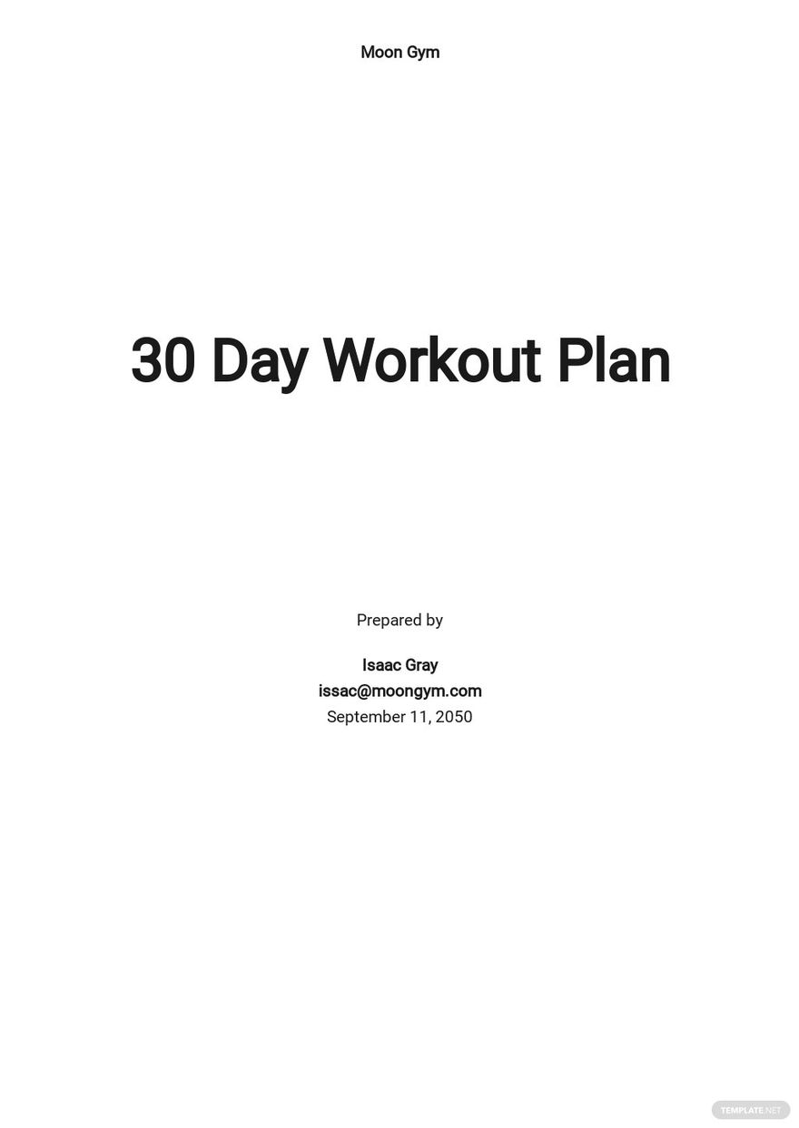 30 Day Workout Plan Template Google Docs, Word, Apple Pages, PDF