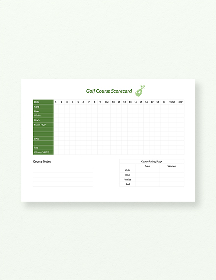 Free Blank Golf Scorecard Template - Download in Word, Google Docs, PDF