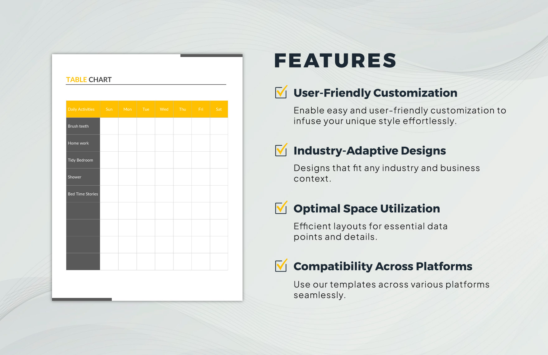 Table Chart Template in Pages, Word, PDF Download