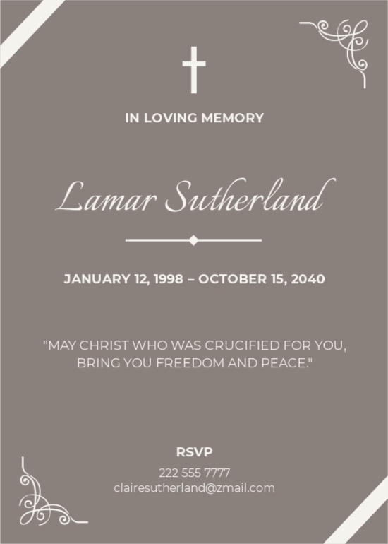 Funeral Memorial Card Template in Word, Publisher, Pages, Illustrator