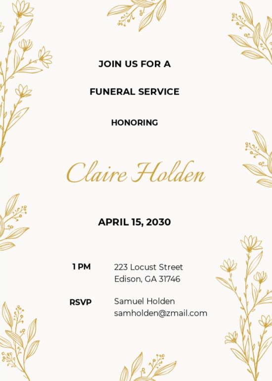 10+ FREE Email Funeral Invitation Templates [Customize & Download