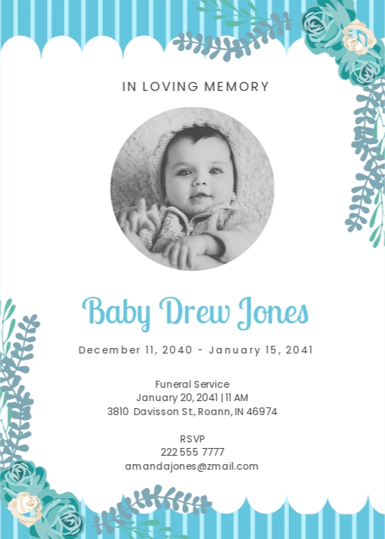 Baby Funeral Flower Card Template in Word, Publisher, Google Docs, PDF