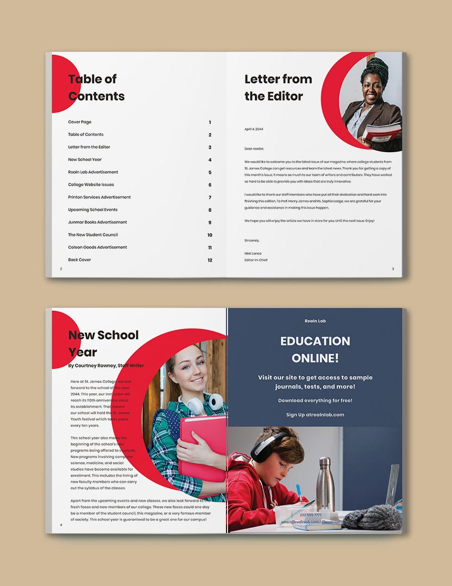 College Magazine Design Template in InDesign, PDF, Word Download