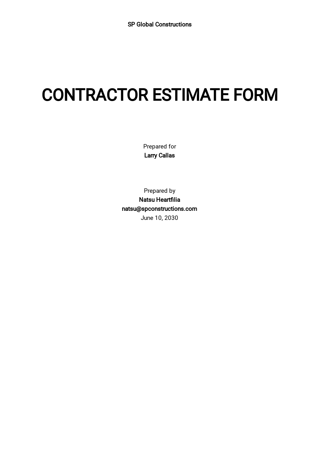 Building Contractor Estimate Template Google Docs, Google Sheets, Excel, Word, Apple Numbers Building Contractor Estimate Template Google Docs, Google Sheets, Excel, Word, Apple Numbers