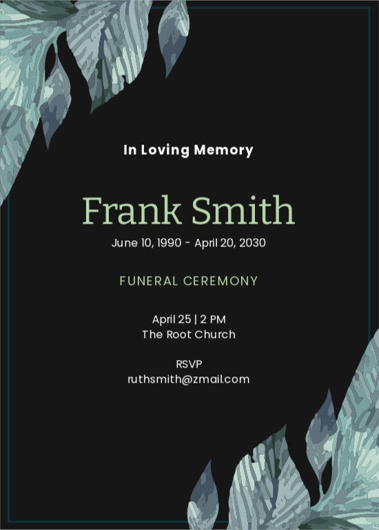 FREE Funeral Invitation Card Templates & Examples Edit Online