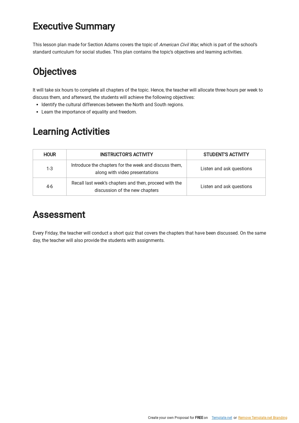 FREE Simple Curriculum Lesson Plan Template in Google Docs, Word, PDF