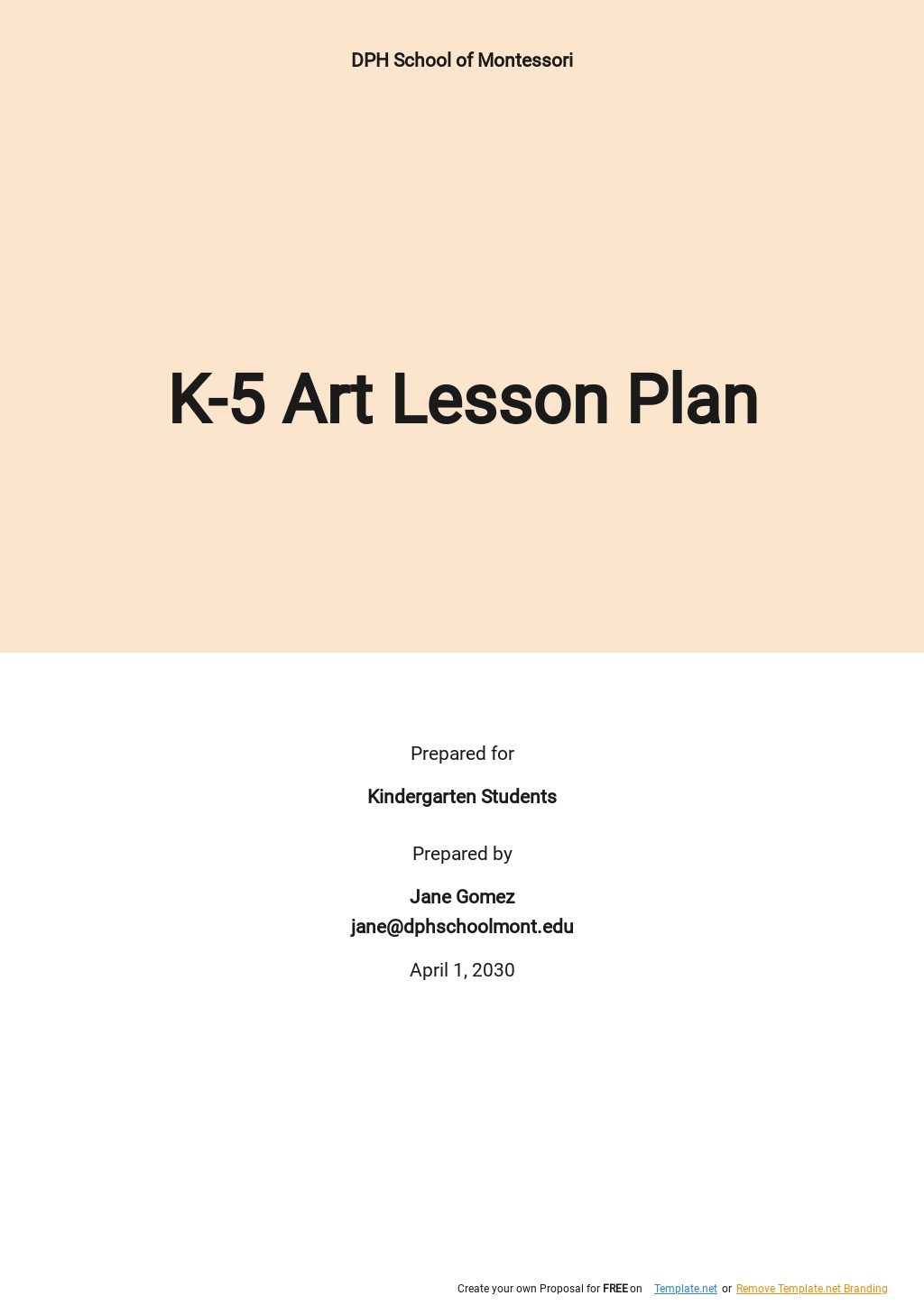 K5 Art Lesson Plan Template Google Docs, Word, Apple Pages, PDF