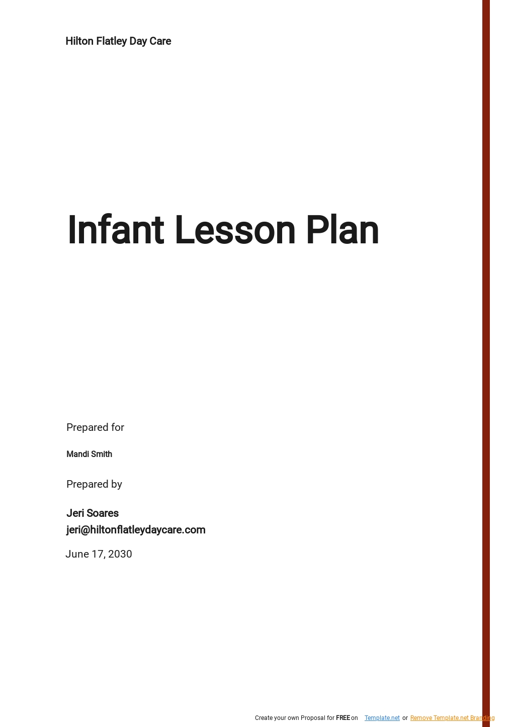 Infant Lesson Plans Templates Word Format, Free, Download