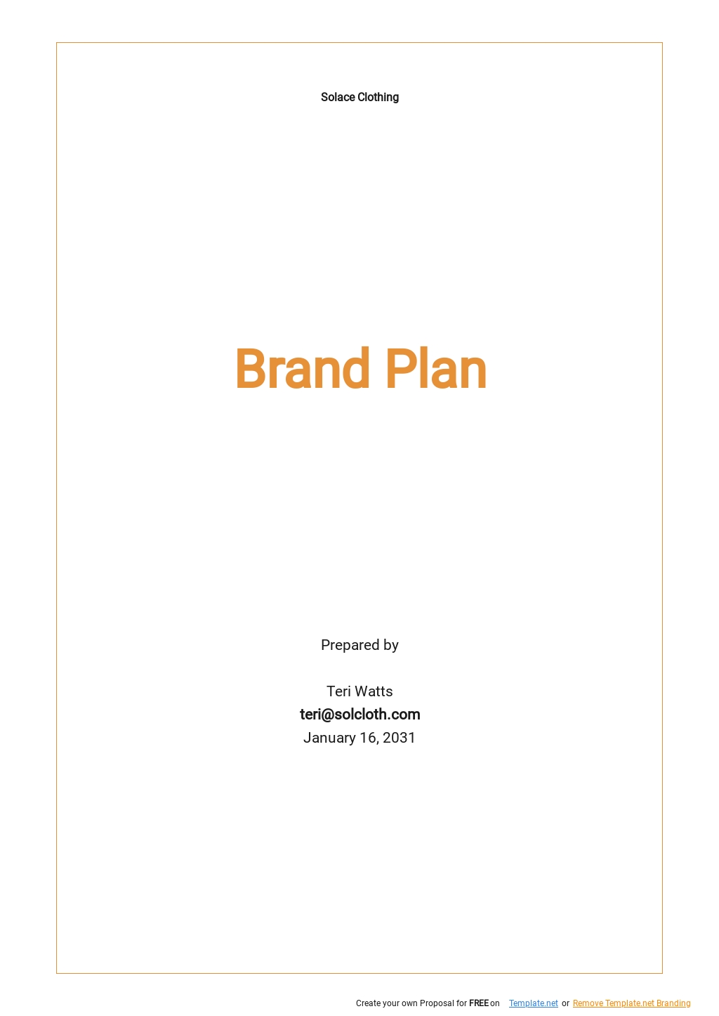 Brand Plan Template Google Docs, Word, Apple Pages