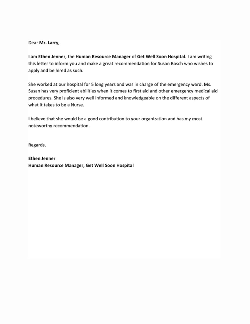 Free Personal Letter of for a Family Member Template