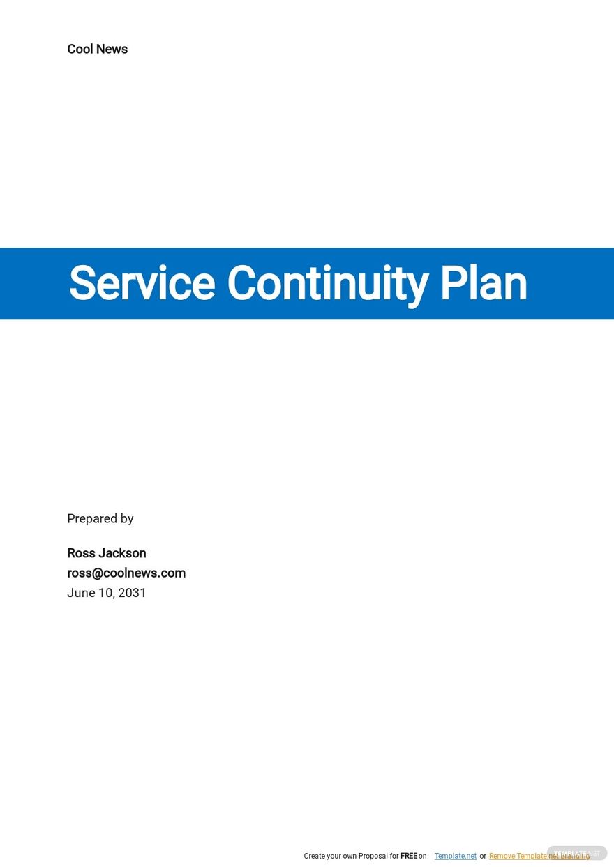 IT Service Continuity Plan Template Google Docs, Word
