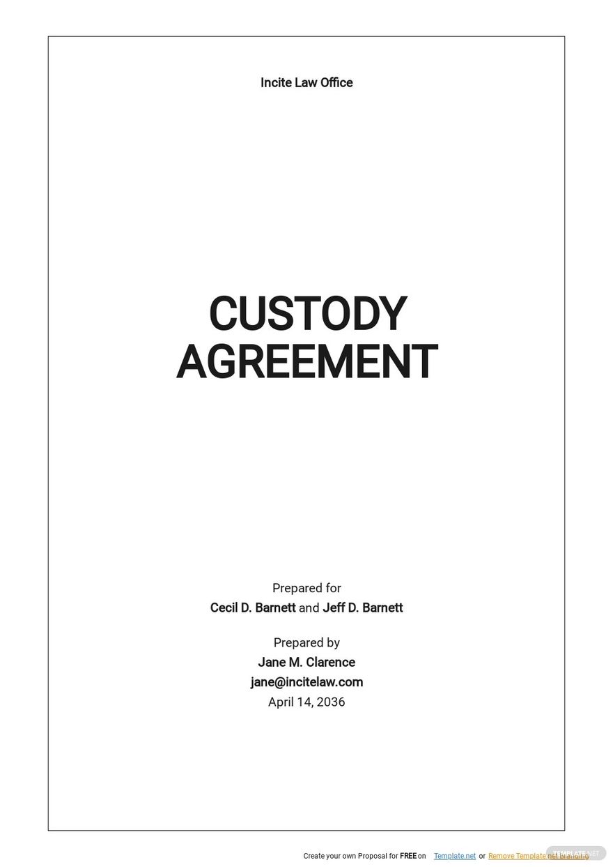 Child Custody Agreement Template Google Docs, Word, Apple Pages