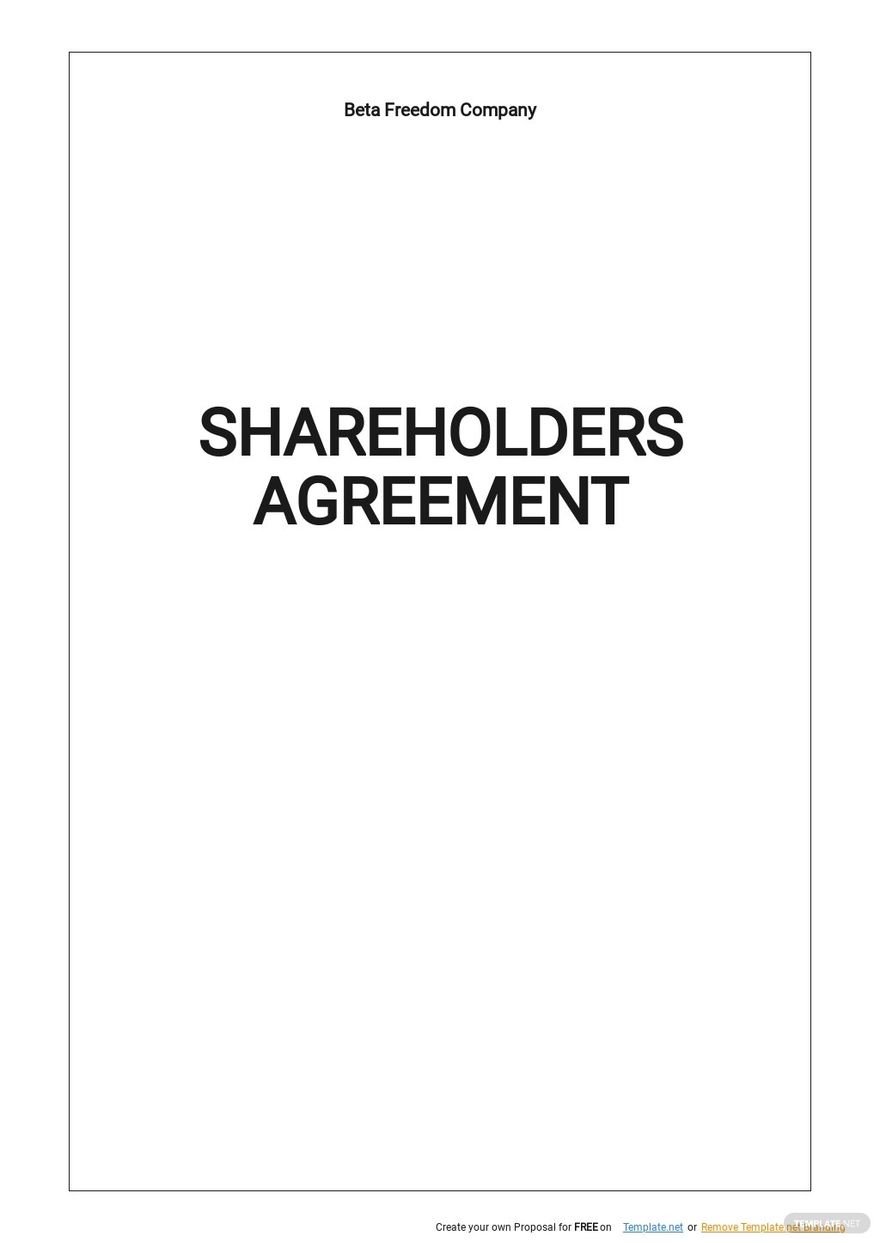 Company Shareholders Agreement Template