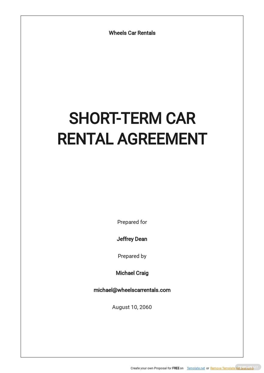 Car Rental Agreements Templates Format, Free, Download