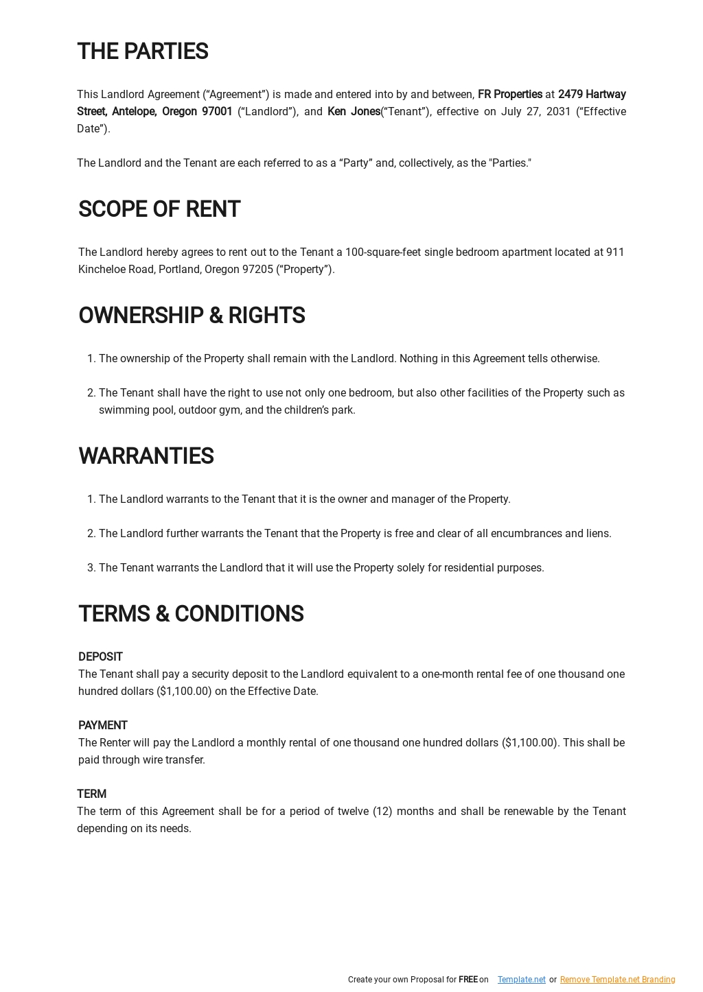 Landlord Room Rental Agreement Template [Free PDF]