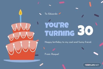 30th Birthday Card Template For Him in Illustrator, PSD, Word, Google