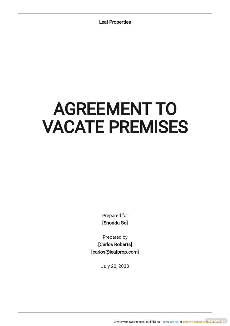 Agreement To Vacate Premises Template Google Docs, Word, Apple Pages