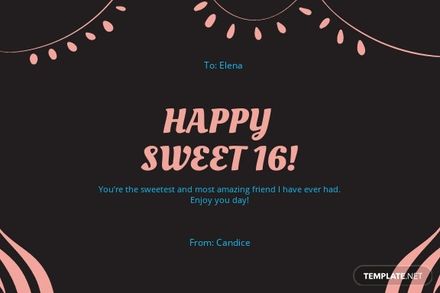 Free Sweet 16 Birthday Card Templates, Editable and Printable
