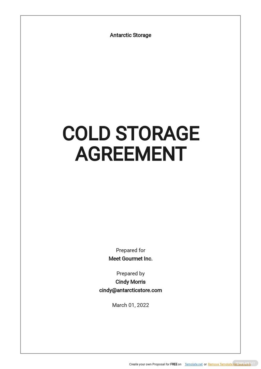 Cold Storage Agreement Template Google Docs, Word, Apple Pages