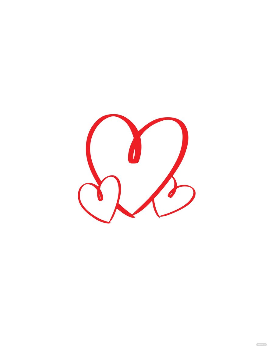 Red Heart Drawing in Illustrator, PDF, JPG, EPS, SVG, PNG Download
