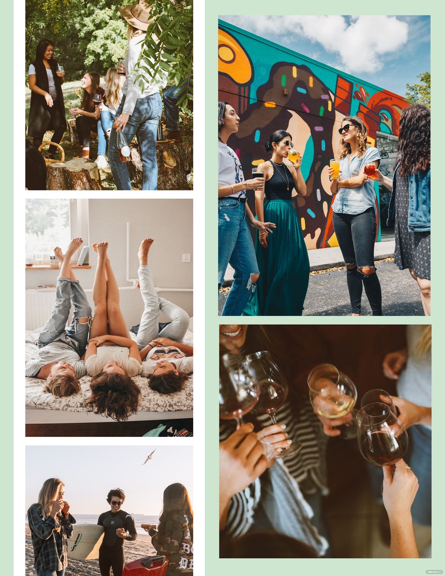 Pastel Rectangle Photo Collage Template in InDesign