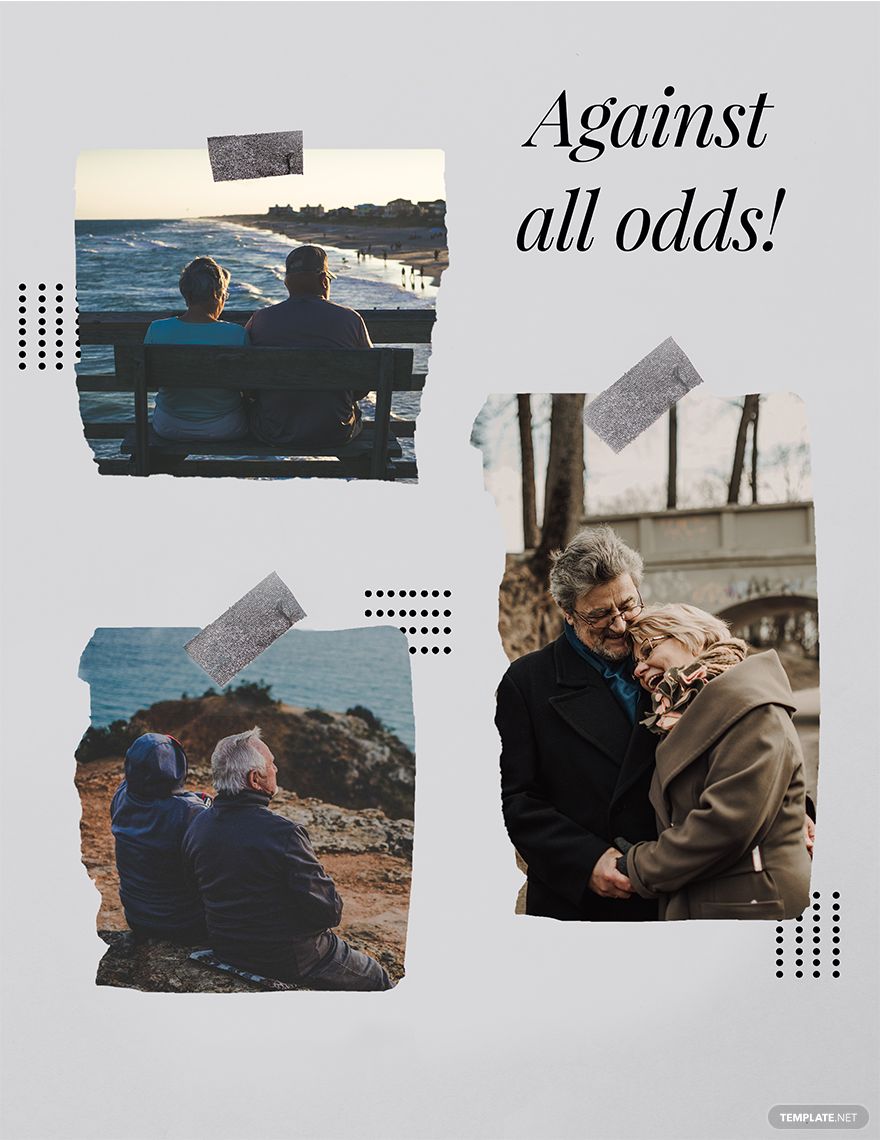 Retirement Photo Collage Template in InDesign, Illustrator