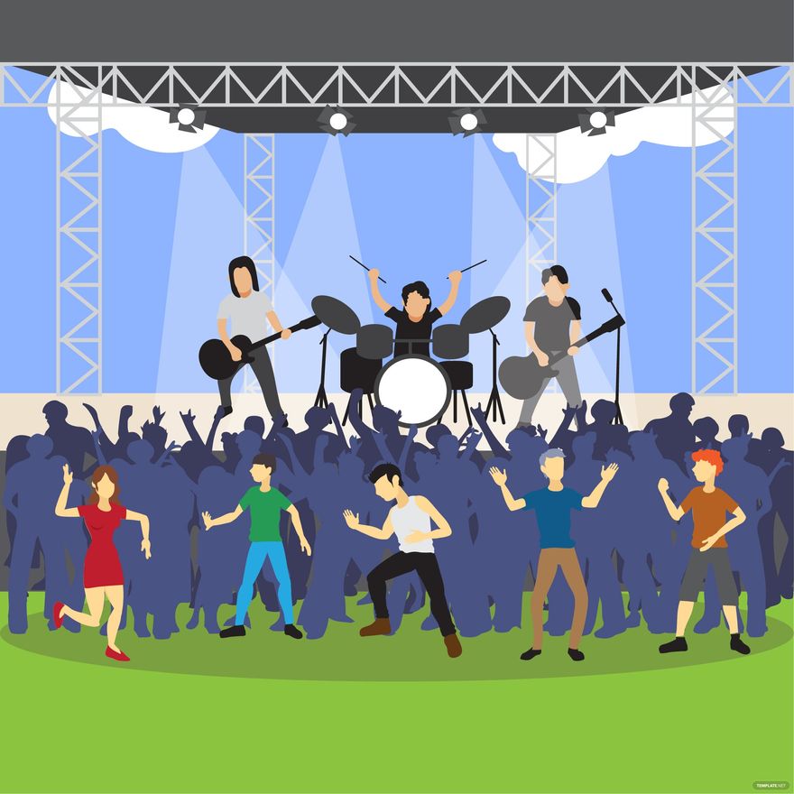 Music Concert Crowd Vector in Illustrator, JPG, SVG, EPS, PNG