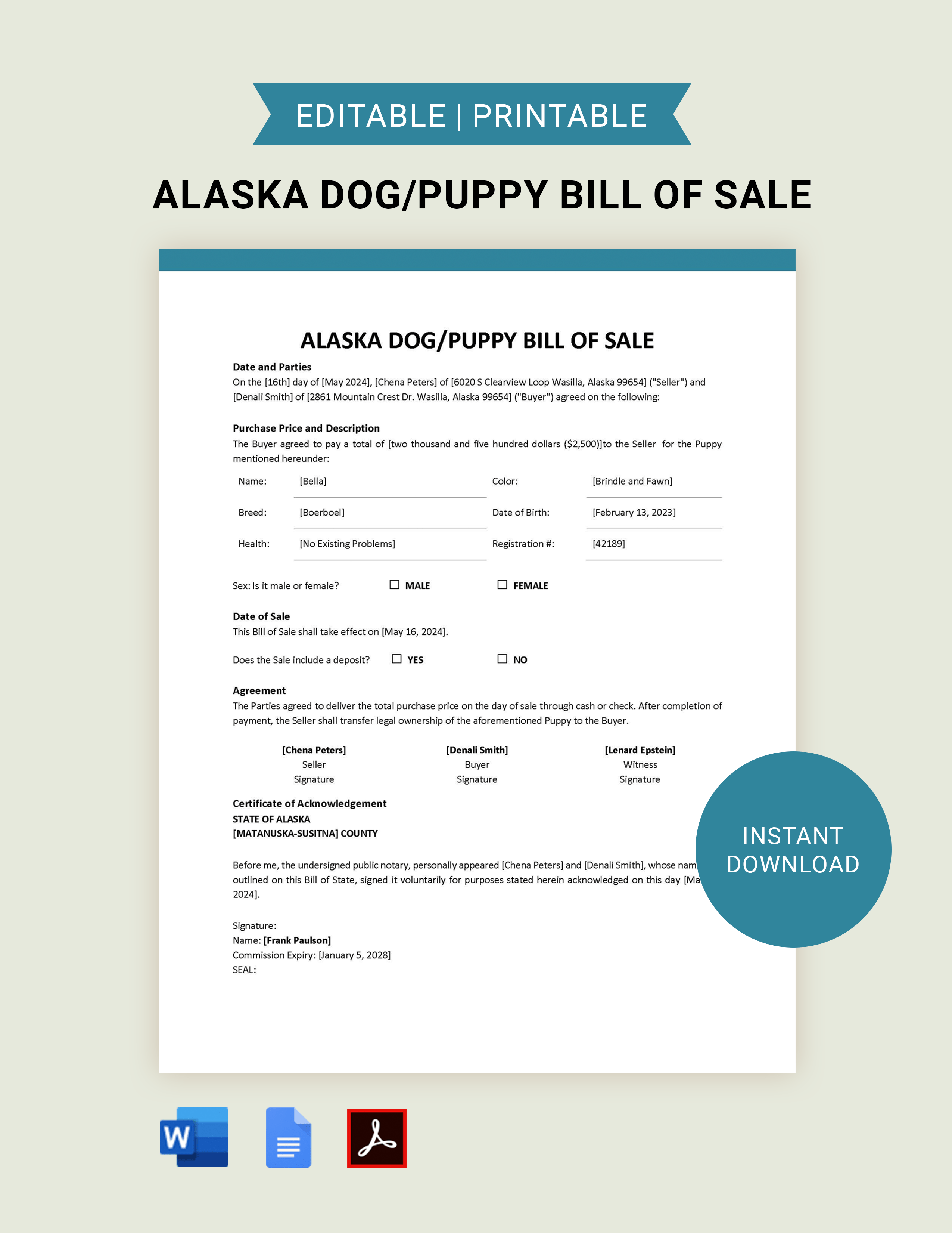 Free Alaska Truck Bill of Sale Form Template Google Docs, Word, PDF