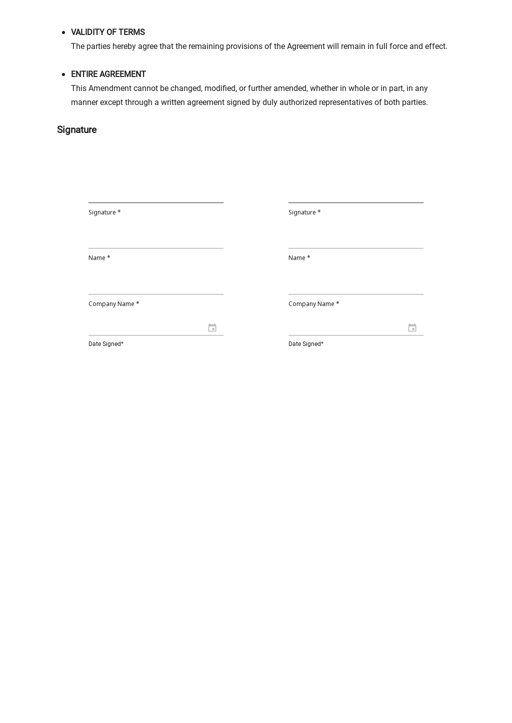 Employment Agreement Amendment Template Google Docs, Word, Outlook