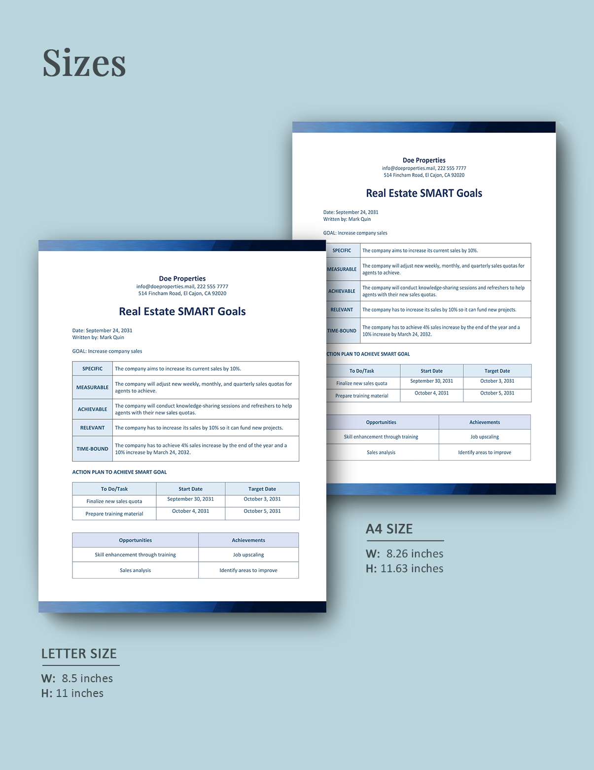 Real Estate SMART Goals Template Download in Word, Google Docs, Excel