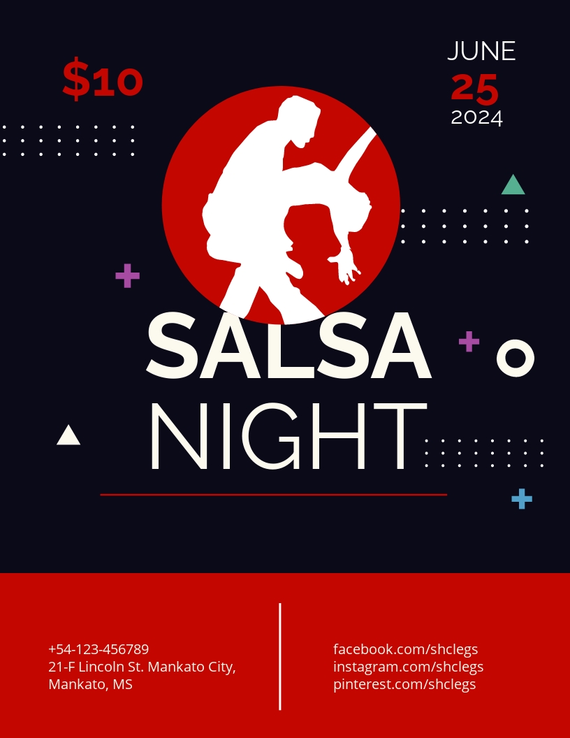 Salsa Flyer Template [Free JPG] Illustrator, Word, Apple Pages, PSD