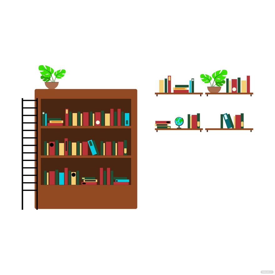 Book Shelf Vector in Illustrator, SVG, JPG, EPS, PNG Download