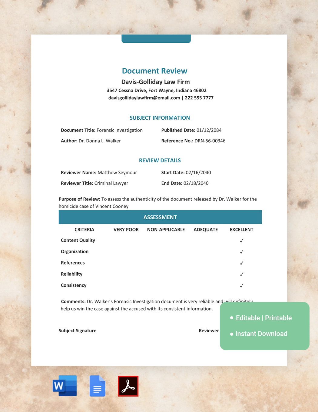 Document Review Template in Word, Google Docs Download