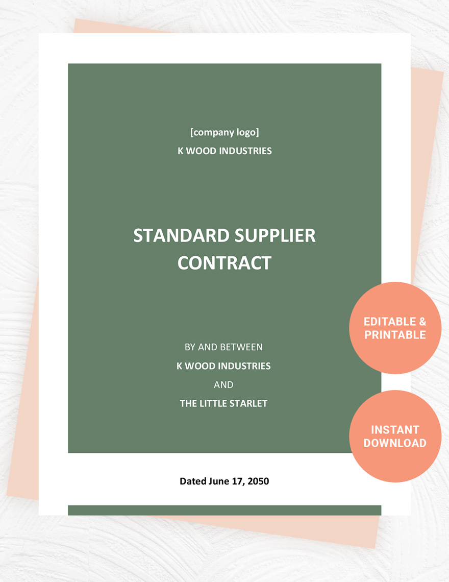 FREE Supplier Contract Template Download in Word, Google Docs, PDF, Apple Pages