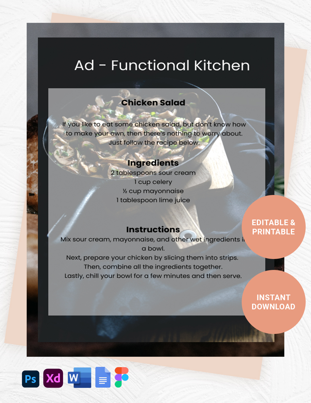 Recipe eBook Template in PSD, Illustrator, Word, Adobe XD, Google Docs