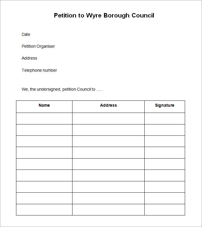 Free Fillable Petition Template