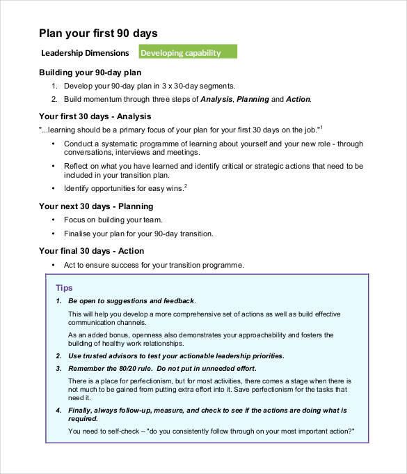 37+ 30 60 90 Day Plan Templates Word, Pages, PDF, Google Docs Free