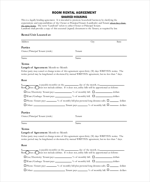 12+ Blank Rental Agreement Templates Free Sample, Example Format