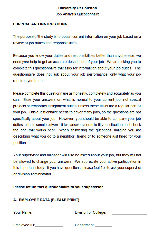 10+ FREE Sample HR Questionnaire Templates DOC, PDF