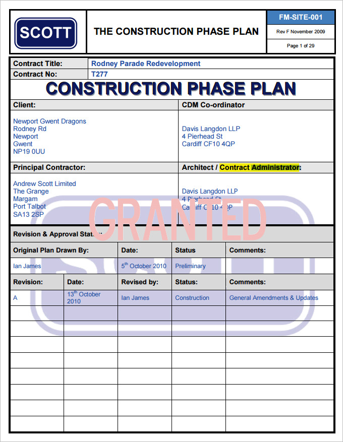16+ FREE Construction Phase Plan Templates DOC, PDF