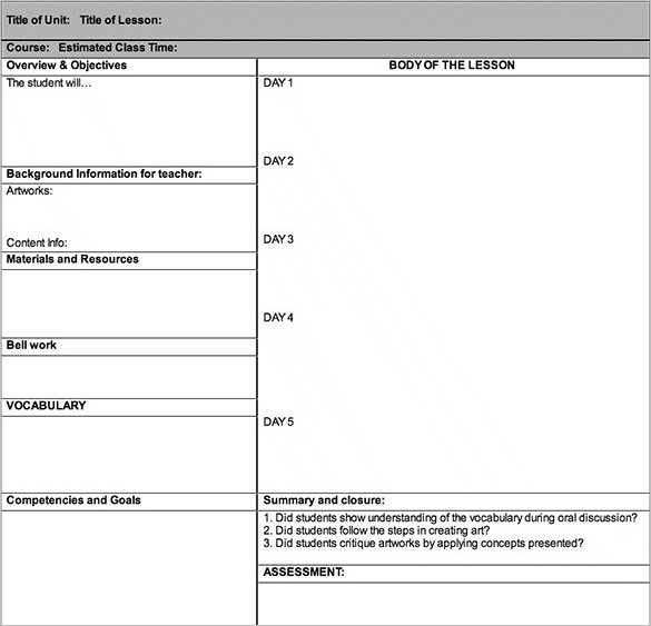 Lesson Plan Outline Templates 11+ Free Sample, Example, Format